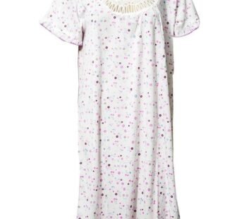 Stylish White Long Nighty With Multi Dotted 111.3 – Women