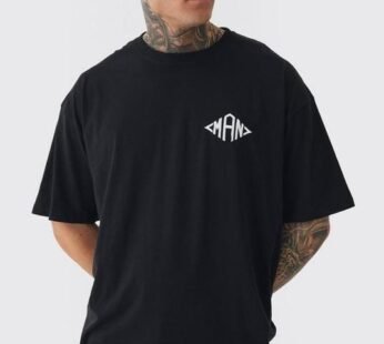 Tall Oversized Man Diamond Embroidered T-shirt In Black